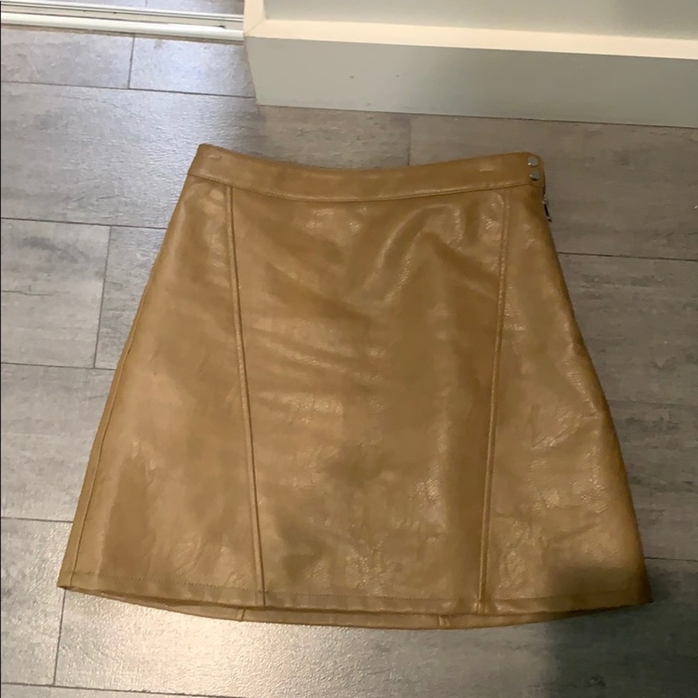 Camel leather skirt